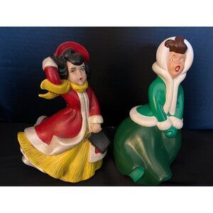 1970’s Vintage Atlantic Mold Christmas Carolers Hand Painted Ceramic Figurines,